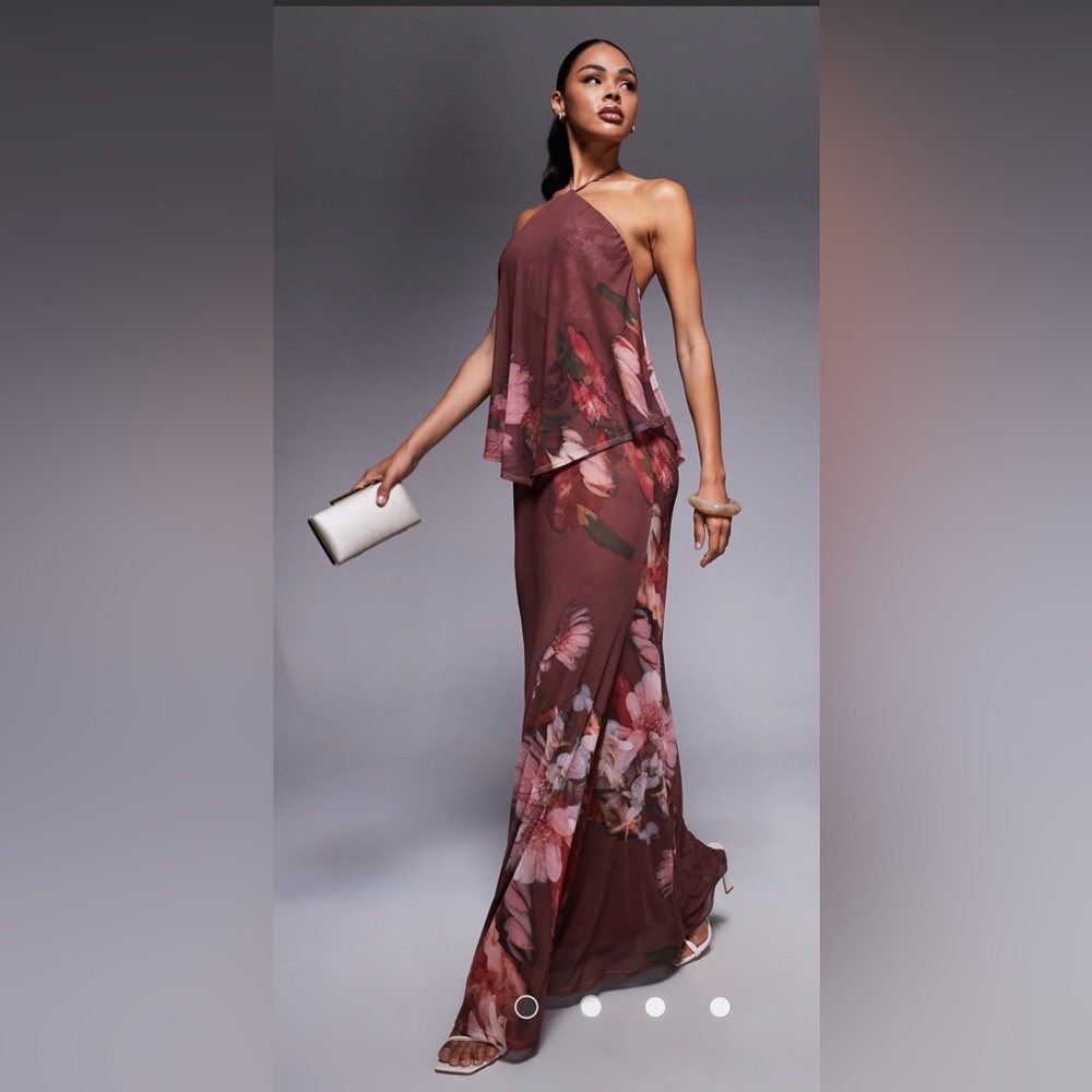 ASOS Burgundy Floral Maxi Dress